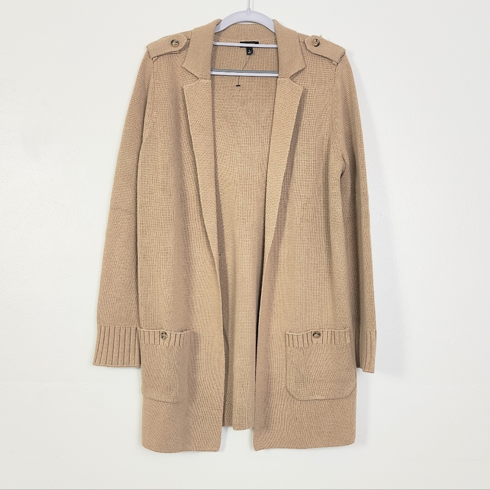 NEW! Talbots Open Drape Cardigan Women's Size Small Oatmeal Brown Wool Blend